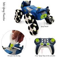 TuneFit RC Robot Dog Stunt Car – Mist Spray, Music, Lights | 2.4GHz Remote Control | Shape-Shifting | Gift for Kids (Ages 6-14)